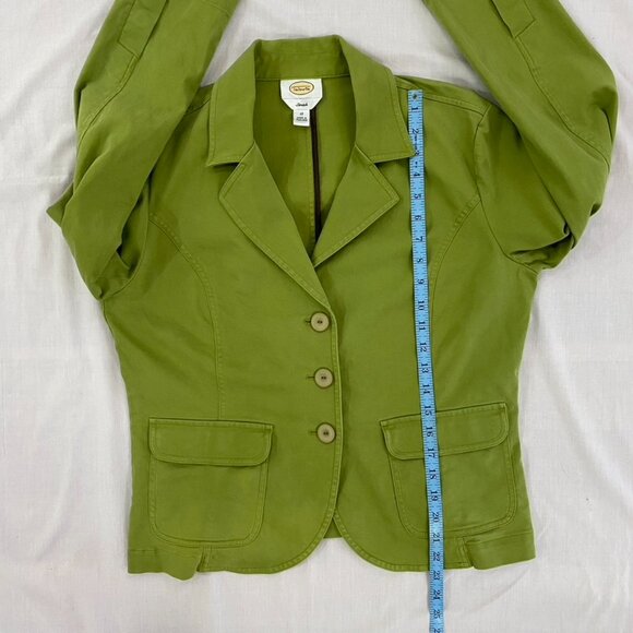 Talbots 90's Vintage Cotton Stretch 3 Button Blazer Apple Green Size 12 Preppy - Picture 13 of 13
